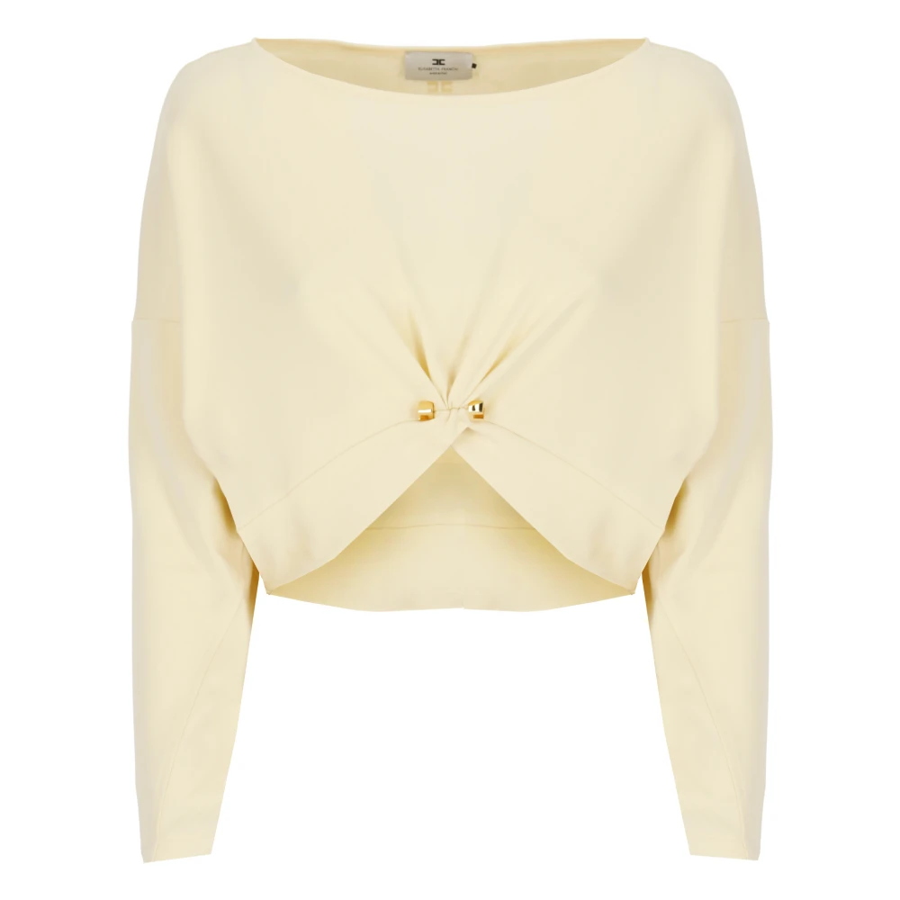 Elisabetta Franchi Gele Viscose Trui met Asymmetrische Zoom Yellow Dames