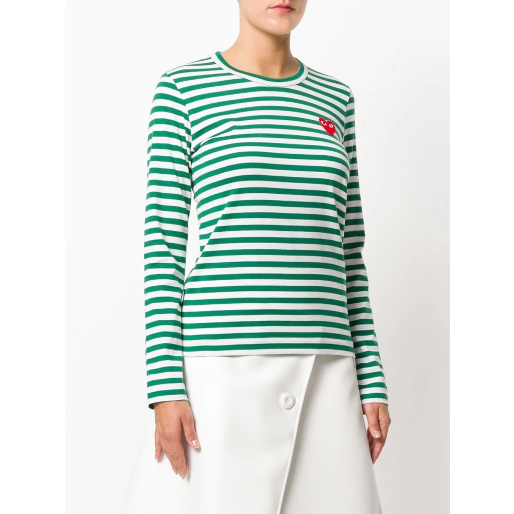 Comme des Garçons Play Gebreide Dames T-shirt met Lange Mouwen Green Dames