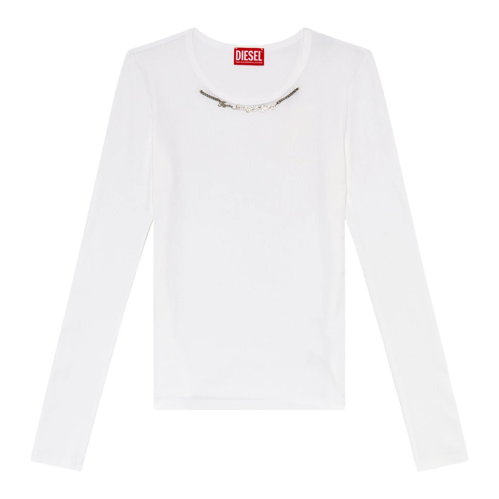 Diesel Long-sleeve top with chain necklace White Dames