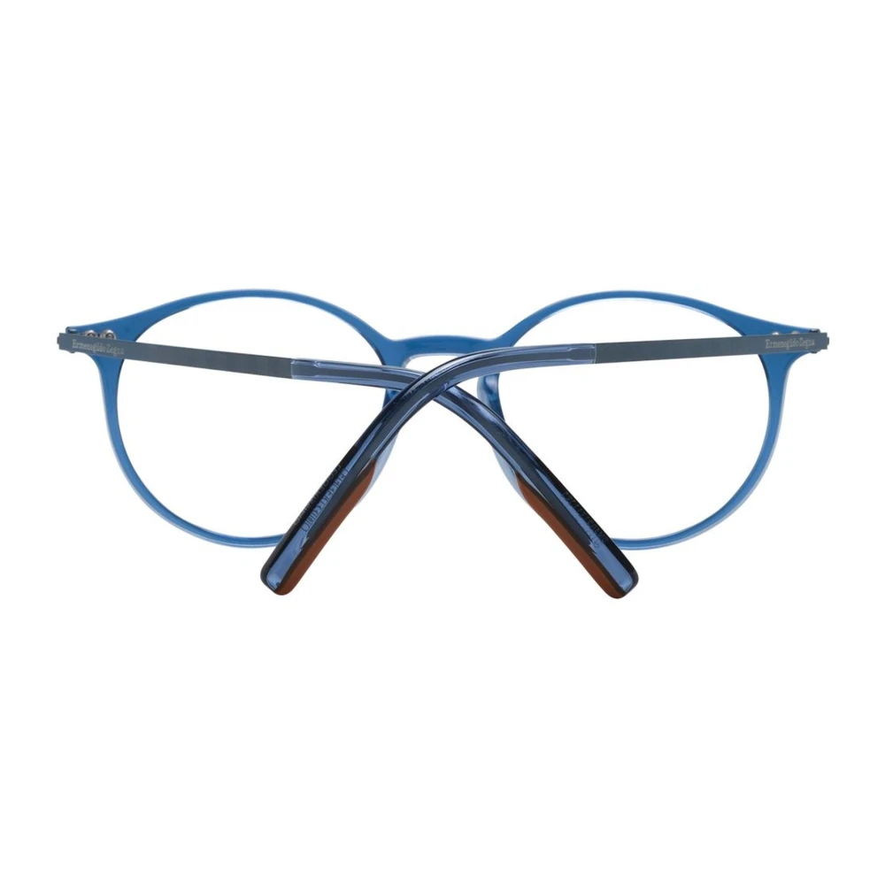 Ermenegildo Zegna Blauwe Ronde Plastic Titanium Optische Monturen Blue Heren