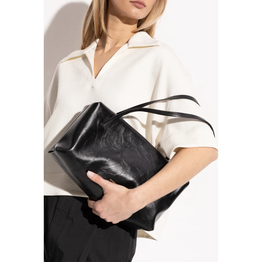 Jil Sander Schoudertas Goji Kussen Medium Black Dames