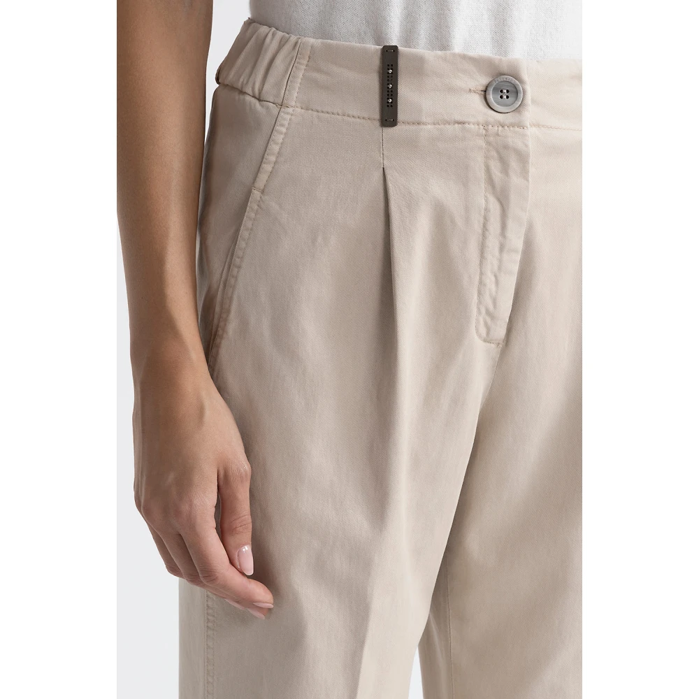 PESERICO Broek in katoen zijde keper en tencel Beige Dames