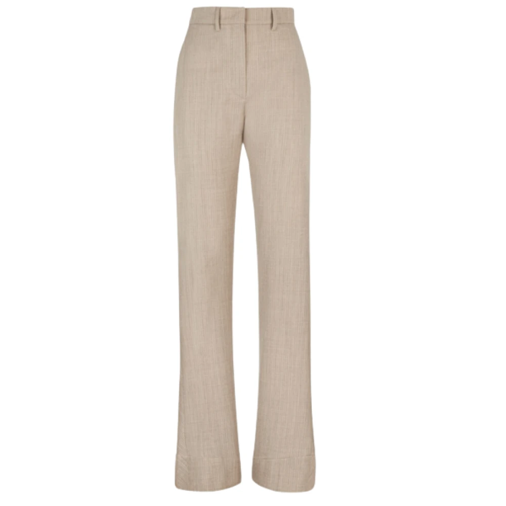 Fendi Wollen Broek met Pinstripes en Flare Beige Dames