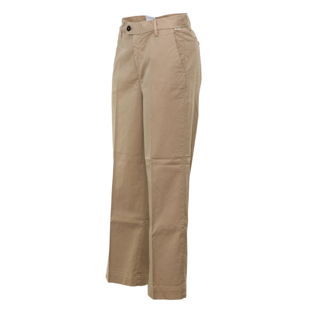 Roy Roger's Gabardine Broek Lais CUT Flare Fit Beige Dames