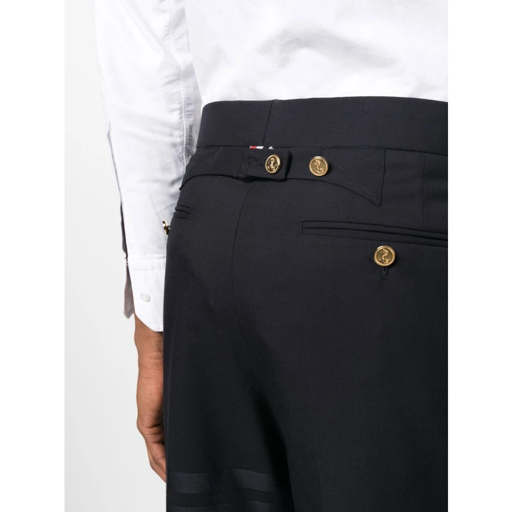 Thom Browne Blauwe Wollen Broek met Riem Blue Heren