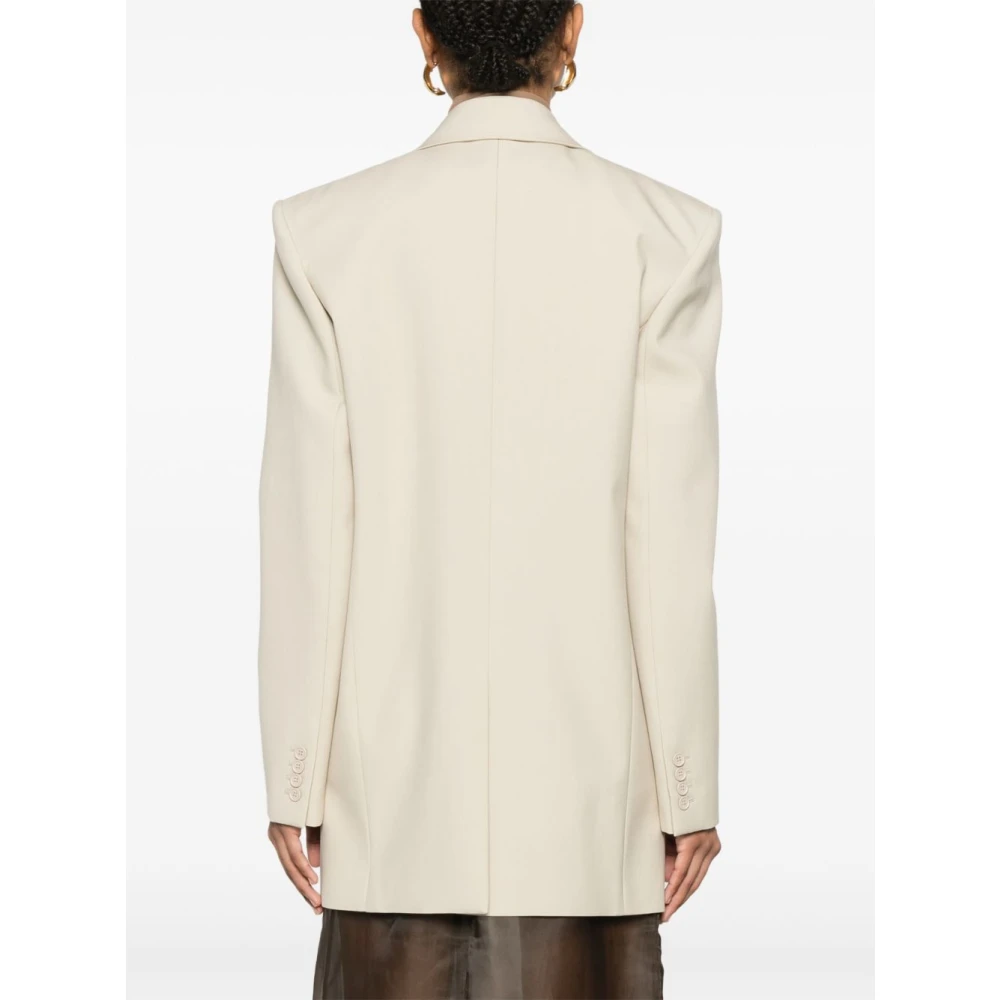 Saint Laurent Beige Jassen met Voorknoopsluiting Beige Dames