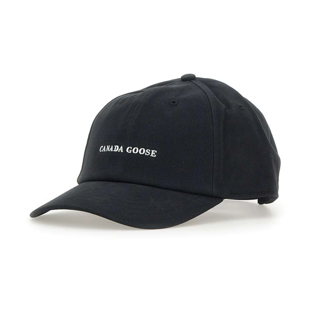 Canada Goose Black Hats & Caps, Male, One Size, Baseball Cap With Embroidered Logo