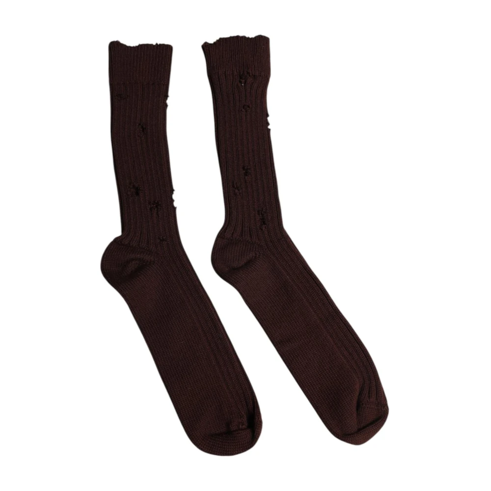 Dolce & Gabbana Men's Brown Cotton Logo Socks - Socks - One Size - Underwear