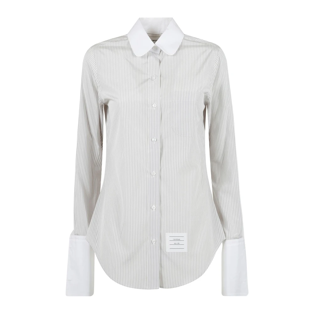 Thom Browne Universiteitsstreep katoenen zijden overhemd White Dames