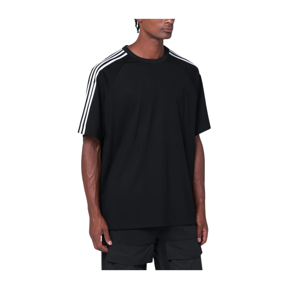 Y-3 Men's Black T-Shirts, M, Short Sleeve Tee 3-Stripes