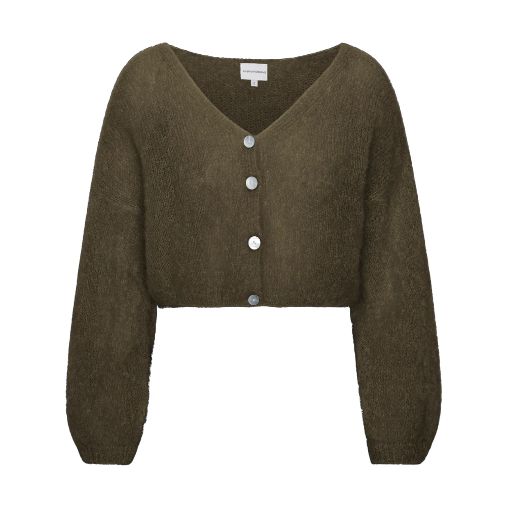 Mohair Cropped Cardigan Mørk Taupe