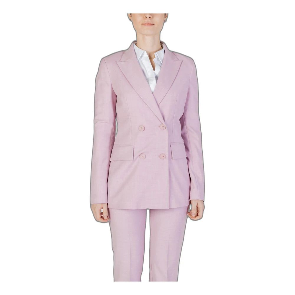 Sandro Ferrone Roze V-Hals Blazer met Knoopsluiting Pink Dames