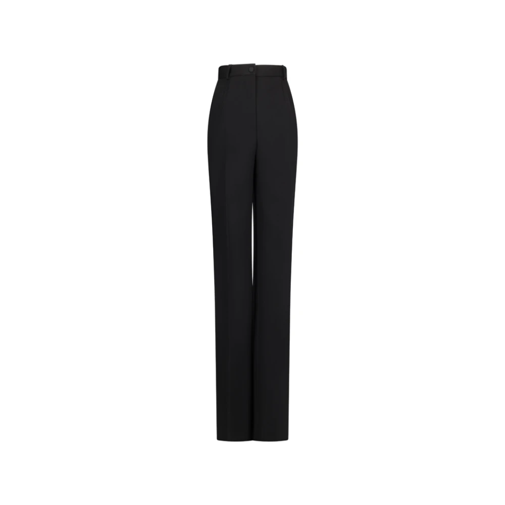 Dolce & Gabbana Women's Black Straight Trousers, S, Tuxedo Trousers In Wool Gabardine