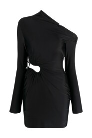 Czarna sukienka z wycięciami i jednym ramieniem