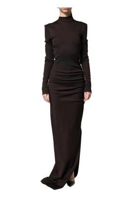 Turtleneck Jersey Maxi Dress