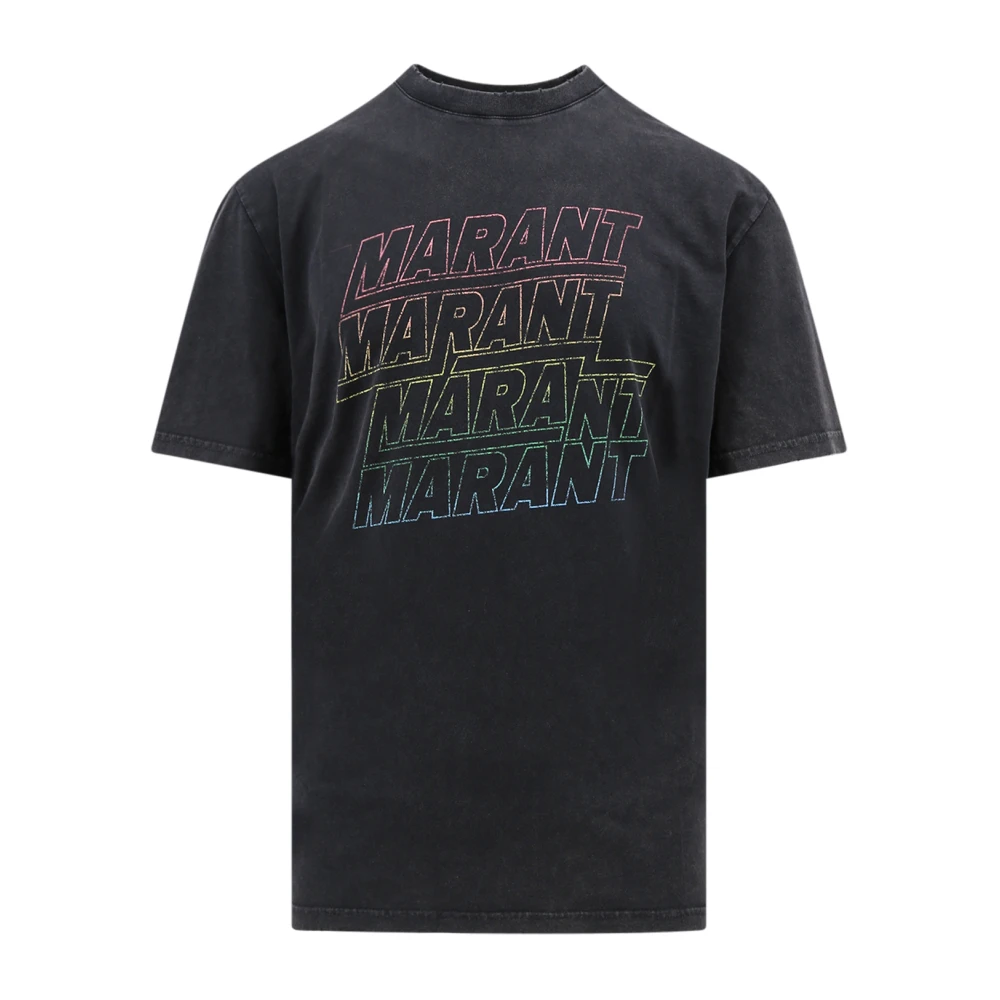 Isabel marant Vintage Zwart T-Shirt met Multicolor Logo Print Black Heren