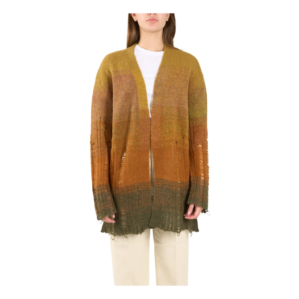 Dondup Alpaca blend cardigan met distressed details Multicolor Dames