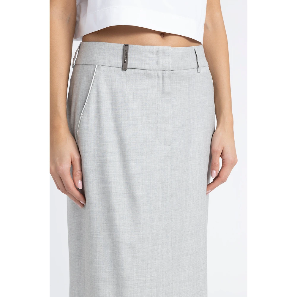 PESERICO Rechte lange rok in wol en viscose keperstof Gray Dames