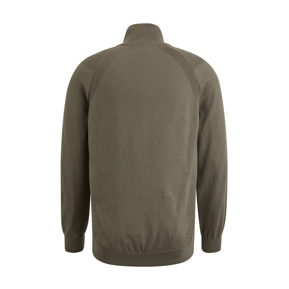 Cast Iron Half Zip Katoen Stretch Pullover Green Heren
