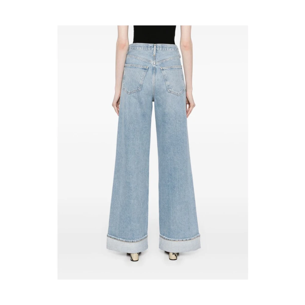 Agolde Lichtblauwe High-Waisted Wide Leg Jeans Blue Dames