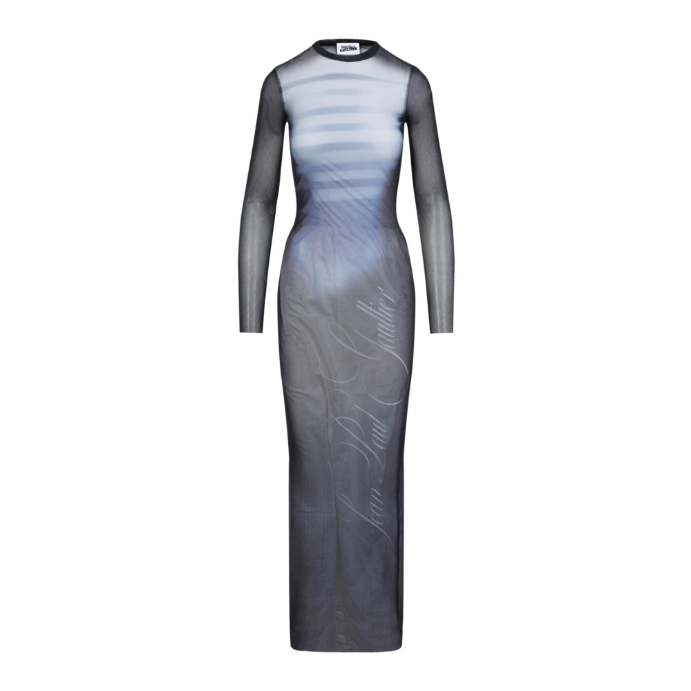 Jean Paul Gaultier Gedrukte Lange Jurk in Marineblauw Lichtblauw en Wit Blue Dames