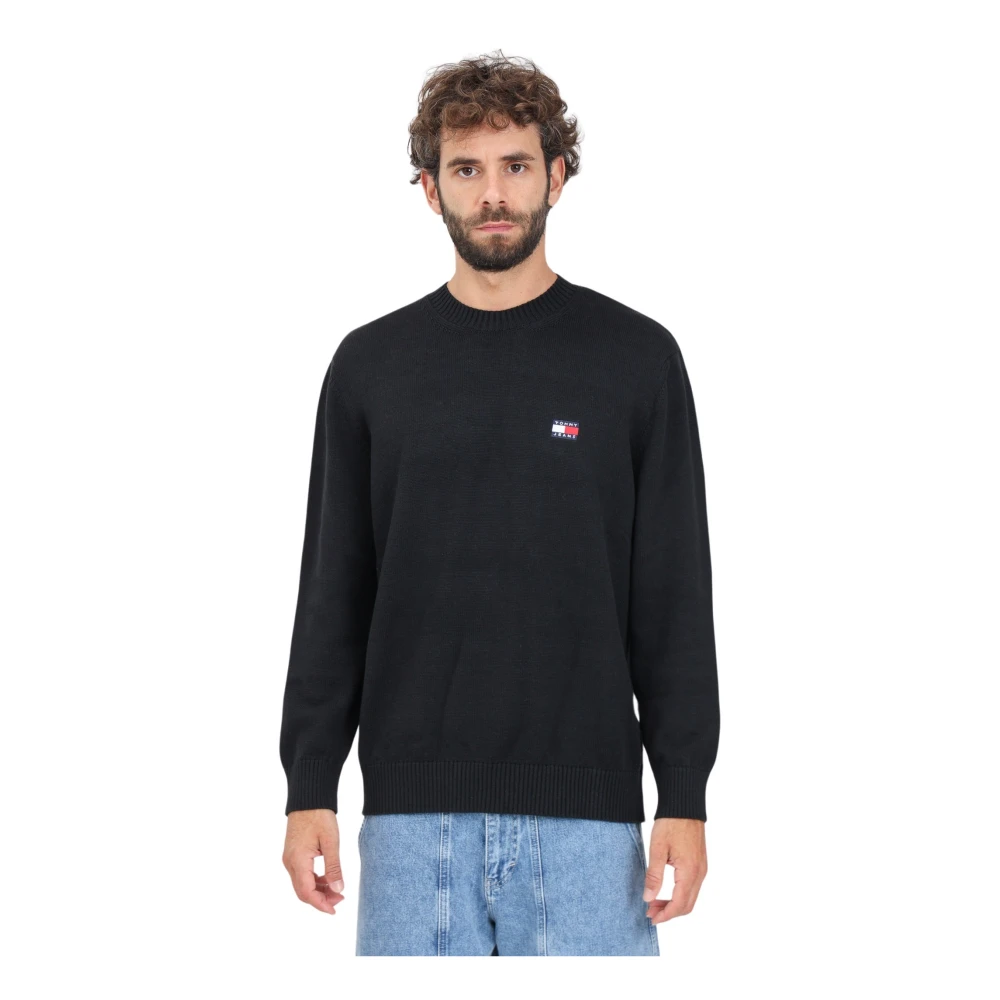 Tommy Jeans Zwarte Crewneck Sweater Casual Herfst Winter Black Heren