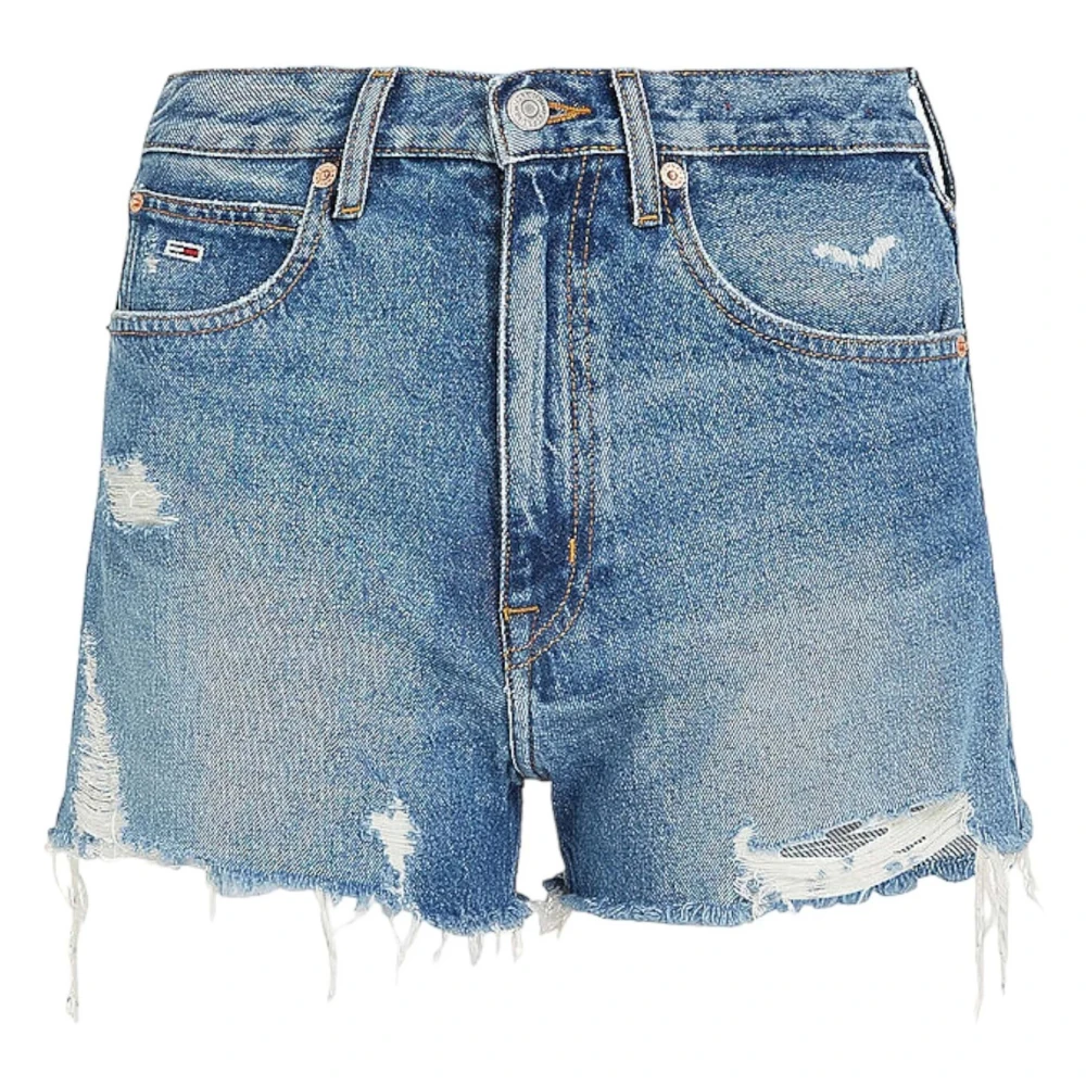 Tommy Jeans Distressed Frayed Hem Denim Hotpants Shorts Blue, Dam