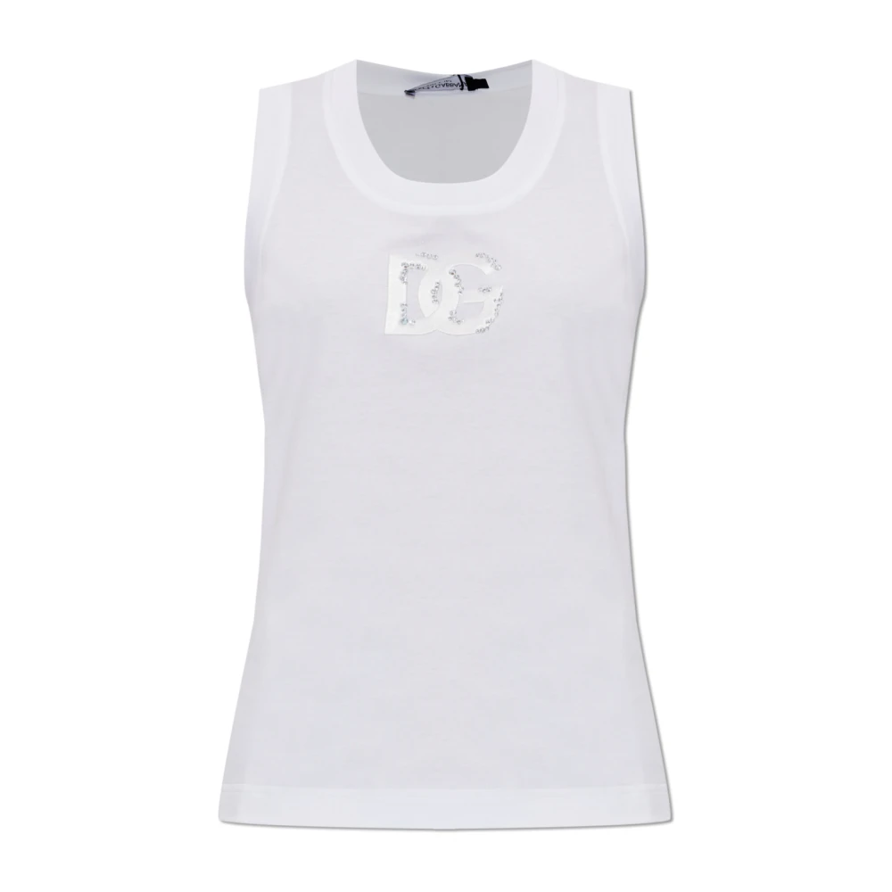 Dolce & Gabbana Donna Bianco - Canotta Oversize In Jersey - Tops - 2XS