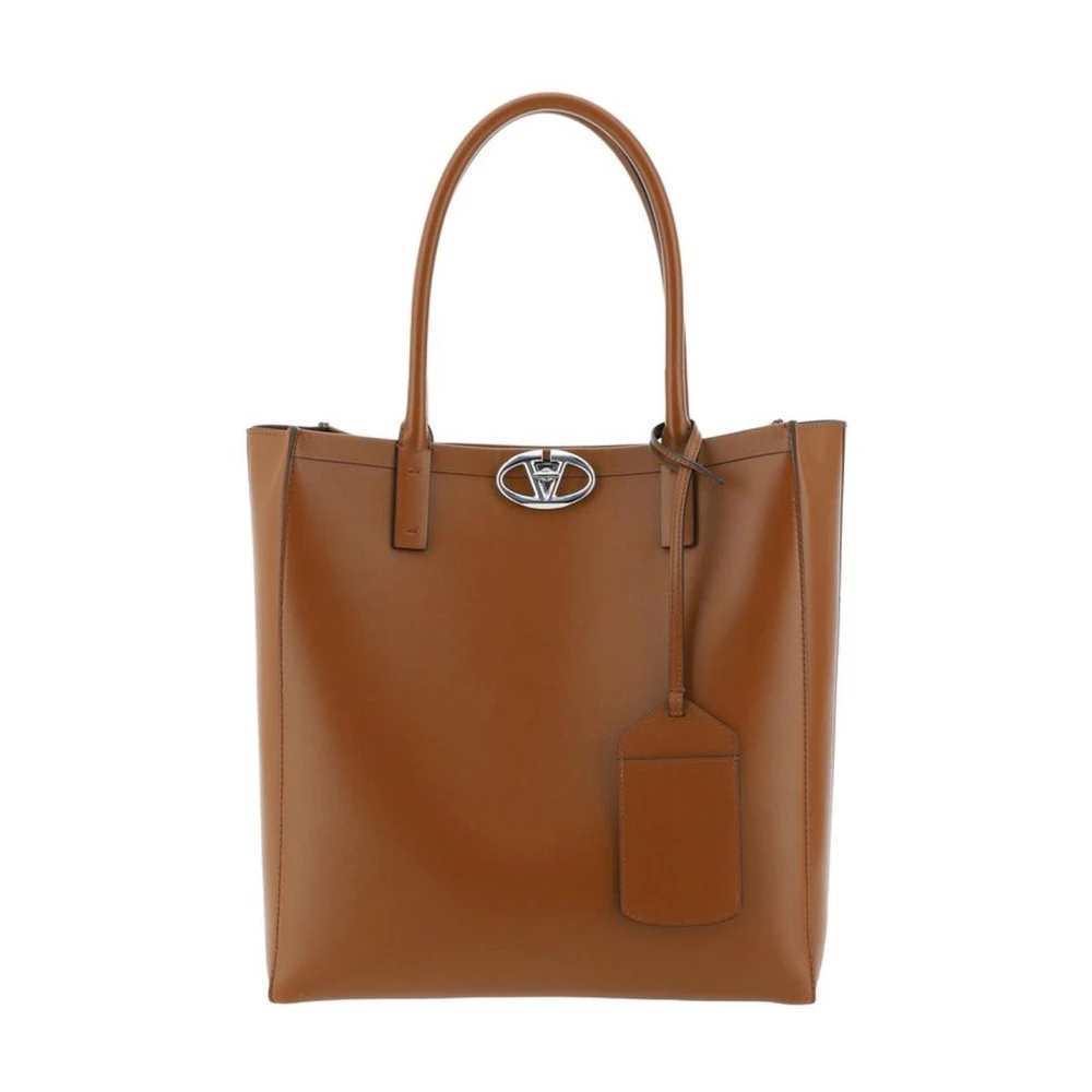 Valentino Garavani VLogo Leren Schoudertas met Draaisluiting Brown Heren