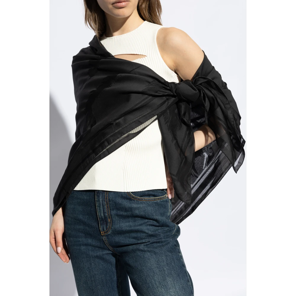 alexander mcqueen Sjaal met 'Veertjes' Patroon Black Dames