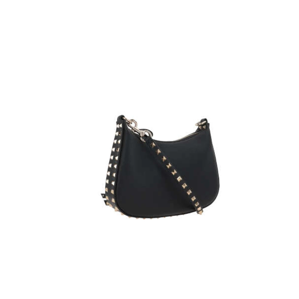 Valentino Garavani Zwarte leren hobo tas met platin studs Black Dames