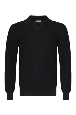 black-v-neck-sweater-with-herringbone-stitch