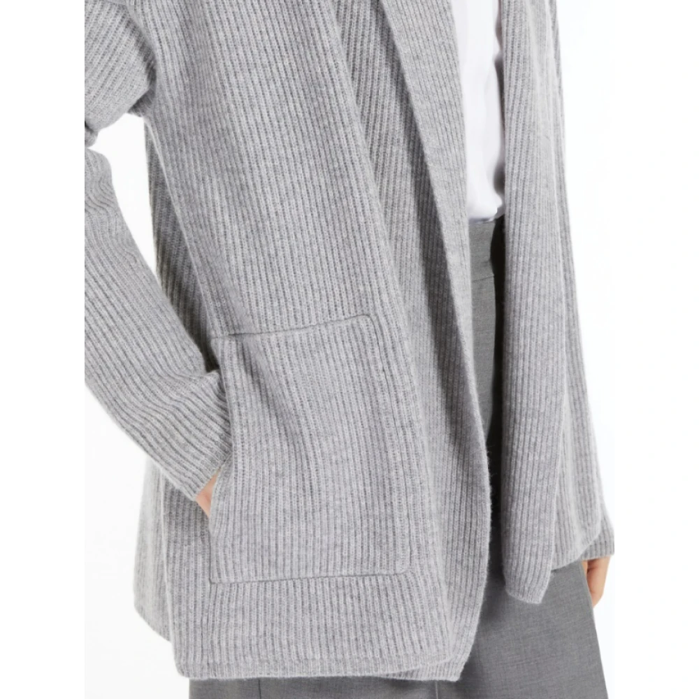 Max Mara Grijze Wol Kasjmier Vest Engelse Rib Gray Dames