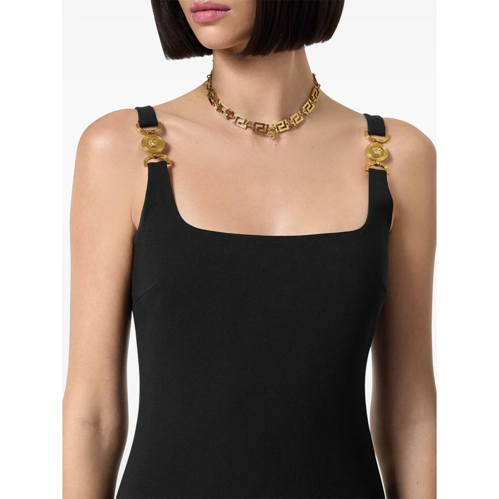 Versace Elegante Zwarte Jurk Black Dames