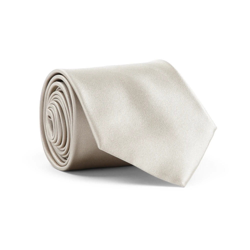 Brioni Beige Zijden Stropdas Beige Heren