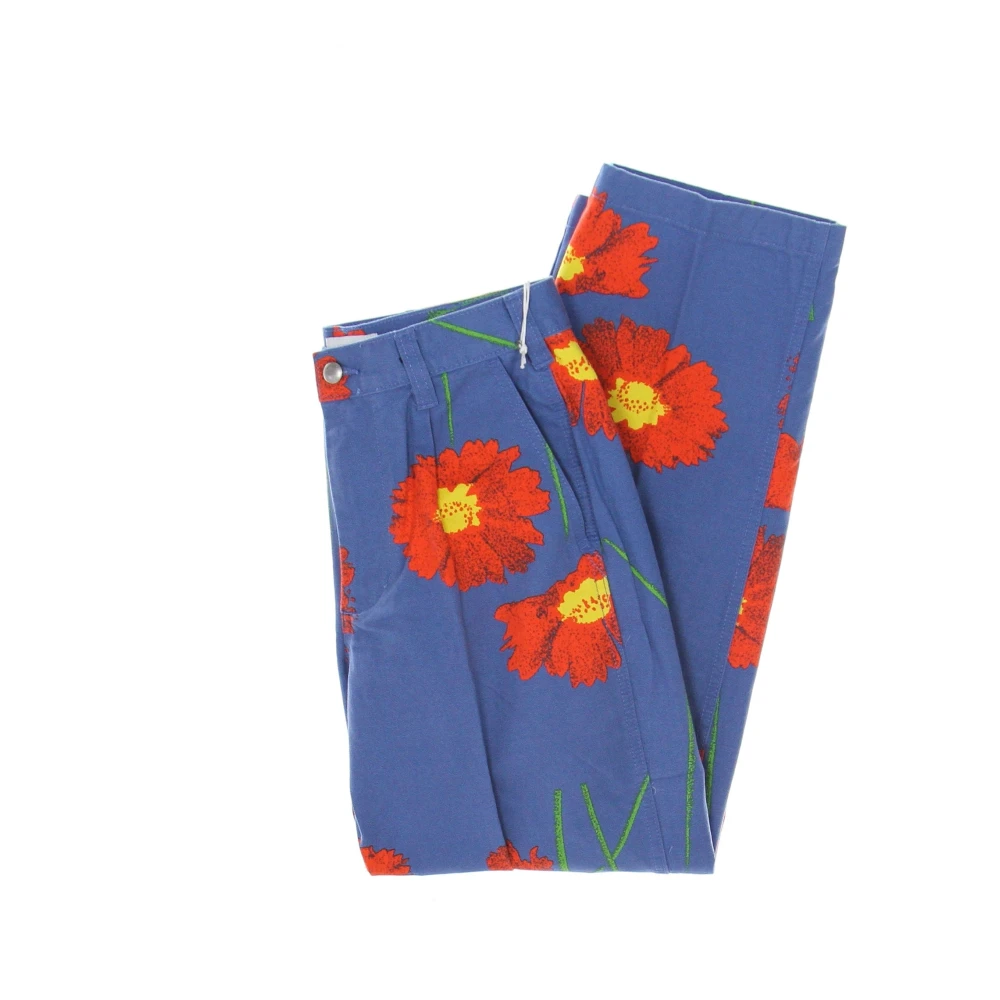 Obey Bloemenprint katoenen canvas broek Blue Heren