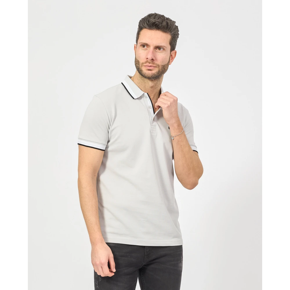 Hugo Boss Polo shirt met contrastbies Gray Heren