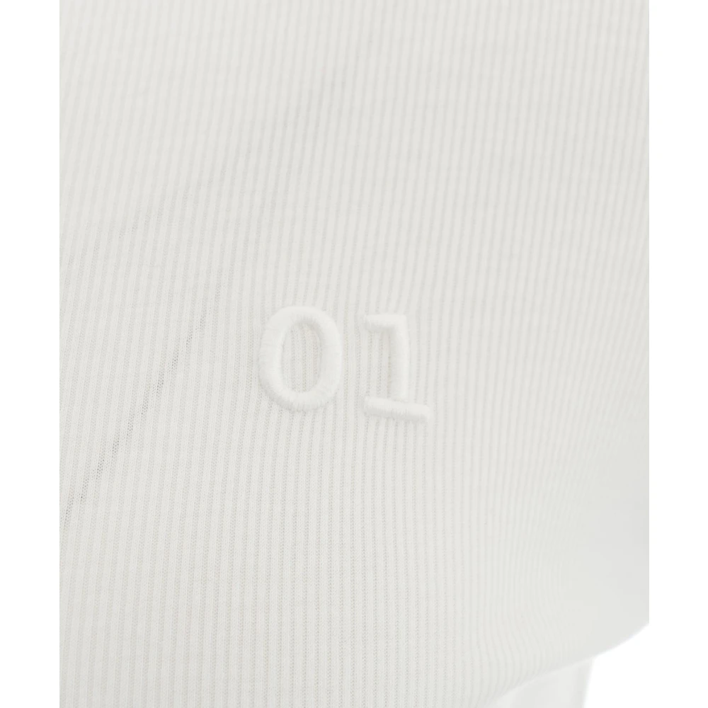 Semicouture Witte Geribbelde Shirt met Lange Mouwen White Dames