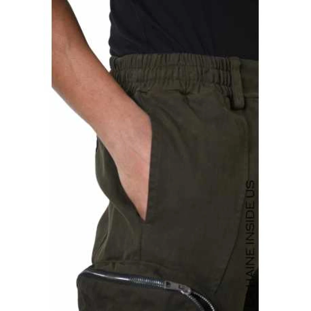 La Haine Inside Us Khaki Cargo Broek met Meerdere Ritszakken Green Heren