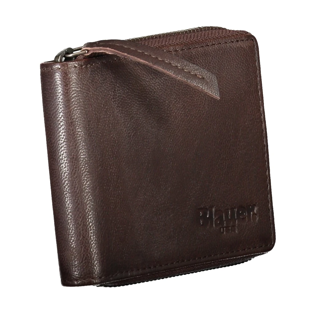 Blauer Bruine Herenportemonnee met Rits Brown Heren