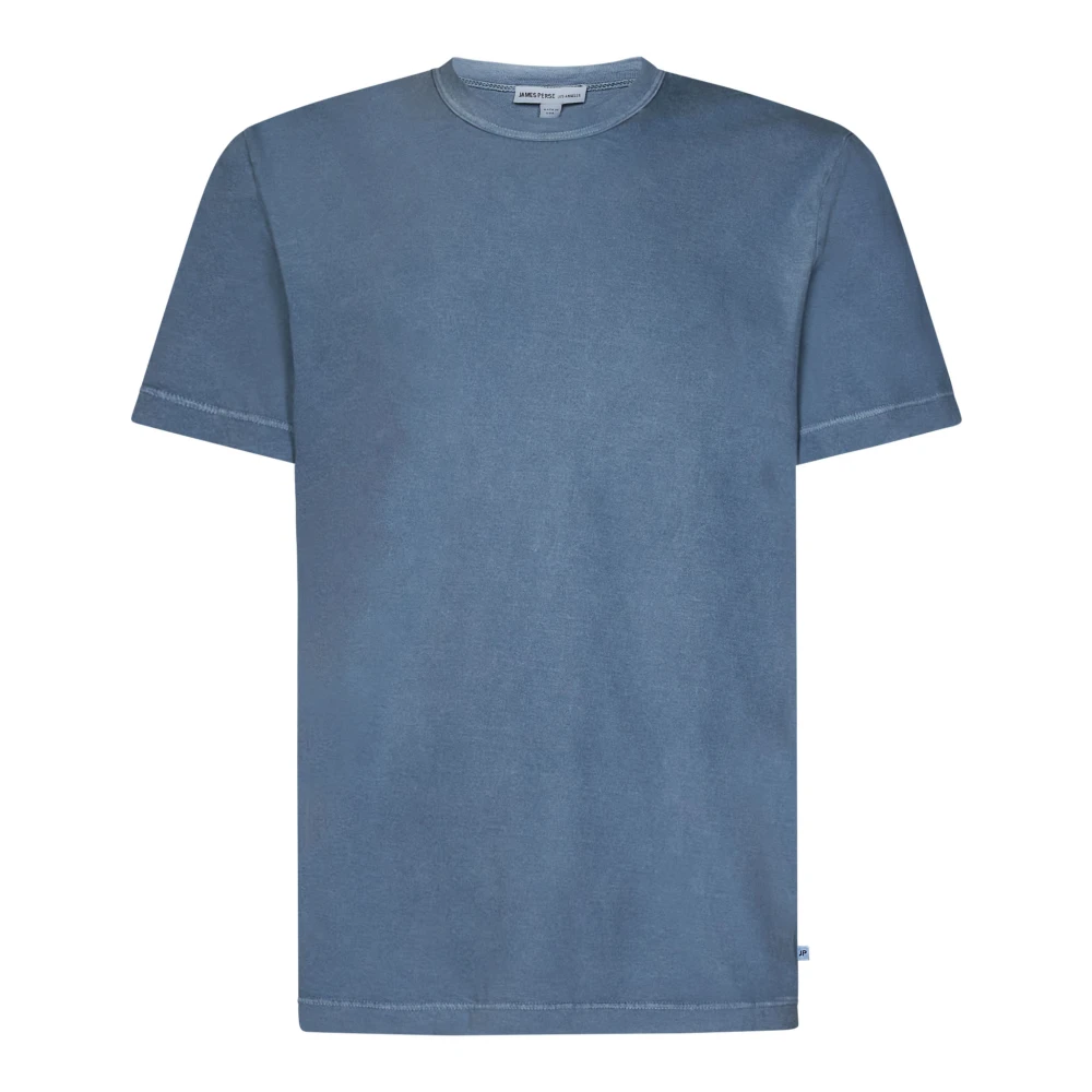 James Perse Clear Blue Geribbelde Crew Neck T-shirts en Polos Blue Heren