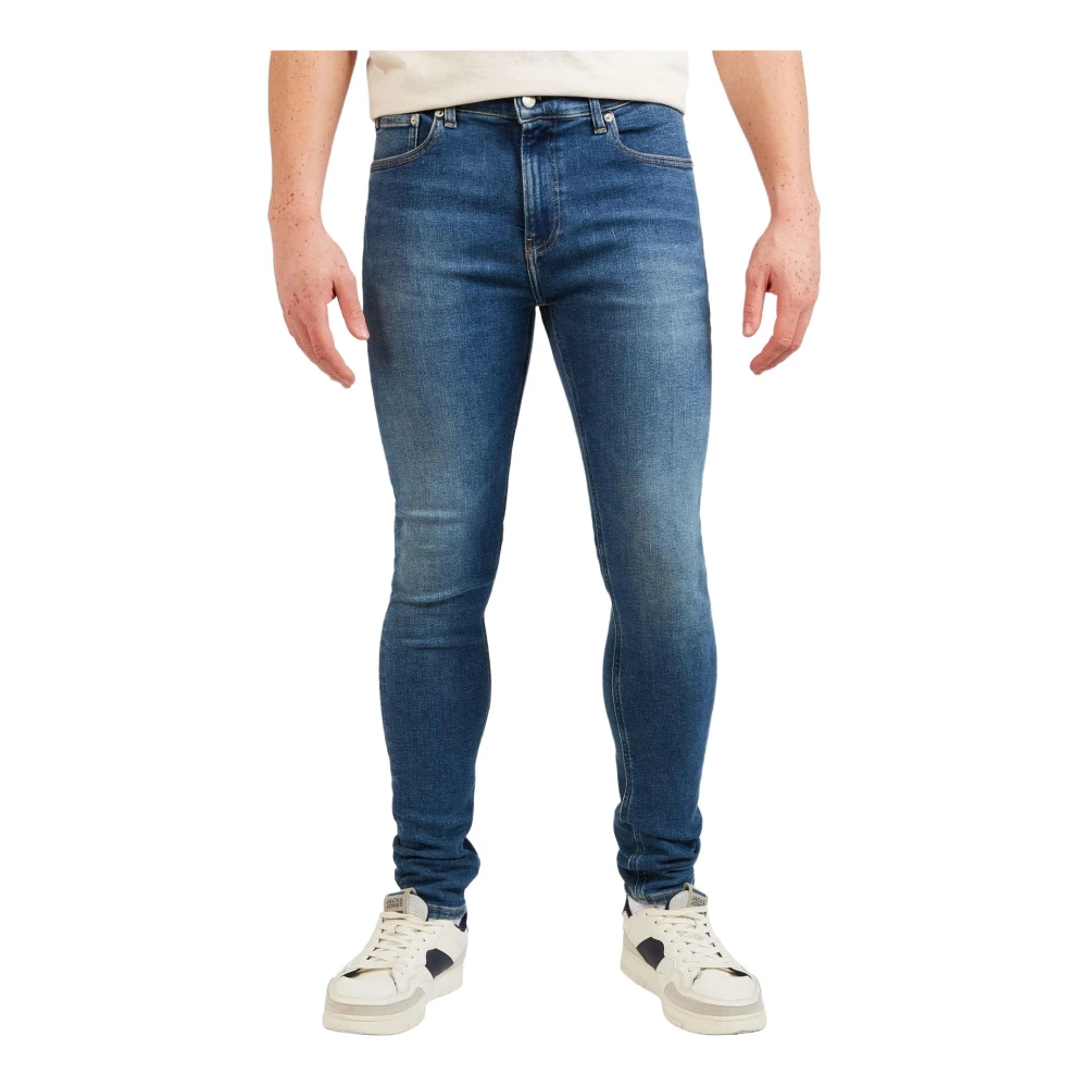 Calvin Klein Jeans Blå Zip/Knapp Herr Jeans med Fickor Blue, Herr