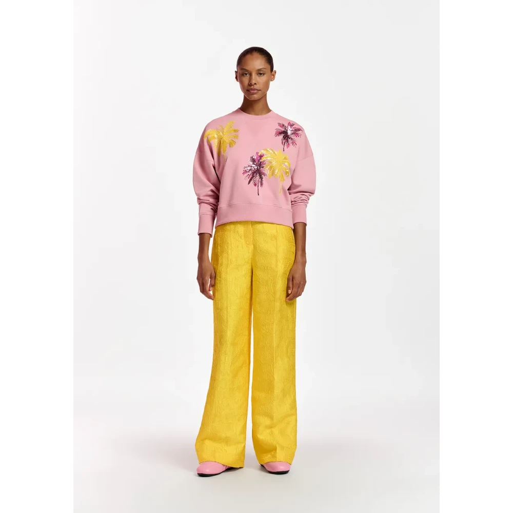 Essentiel Antwerp Roze Geborduurde Fuze Sweater Multicolor Dames