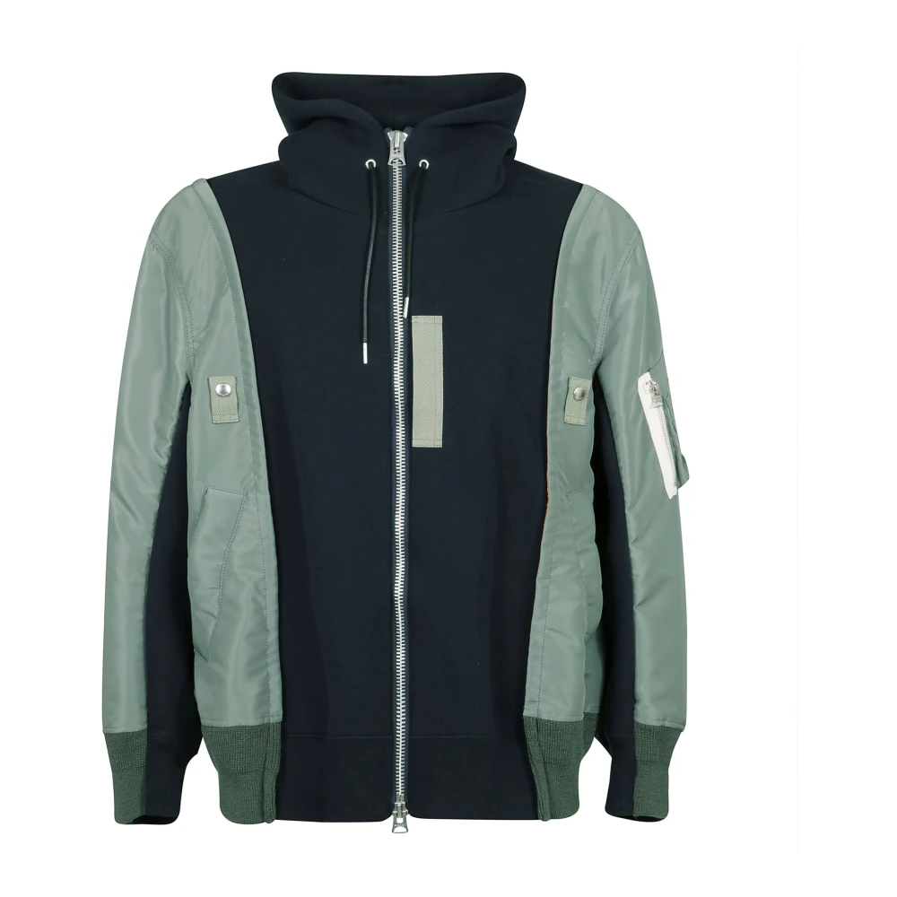Sacai Twill Sponge Hoodie Green Heren