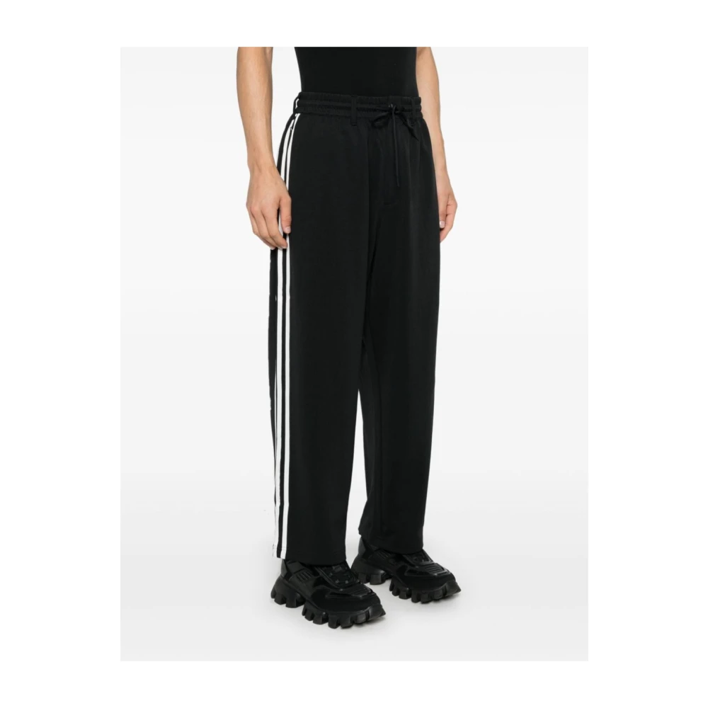 Y-3 Zwarte Broek met 3-Stripes Logo Black Heren