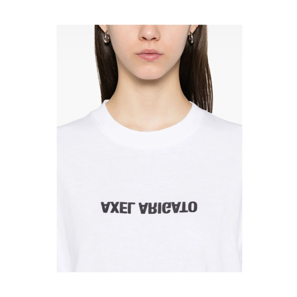 Axel Arigato Wit T-shirt met logo-opdruk en ronde hals White Dames