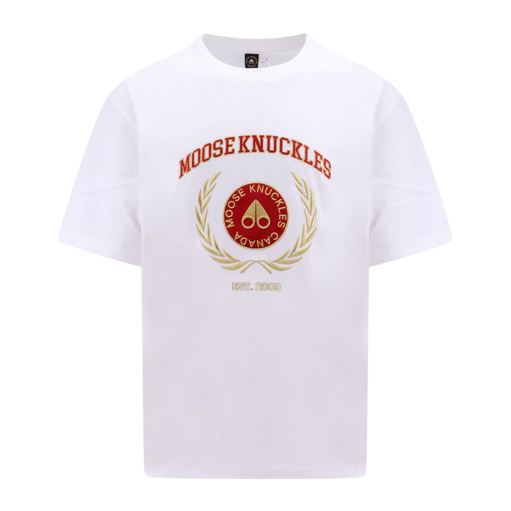 Moose Knuckles Geborduurd Logo Katoenen T-Shirt White Heren