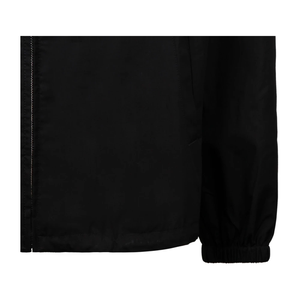 Prada Zwarte Overhemdjasje Poplin Textuur Black Heren