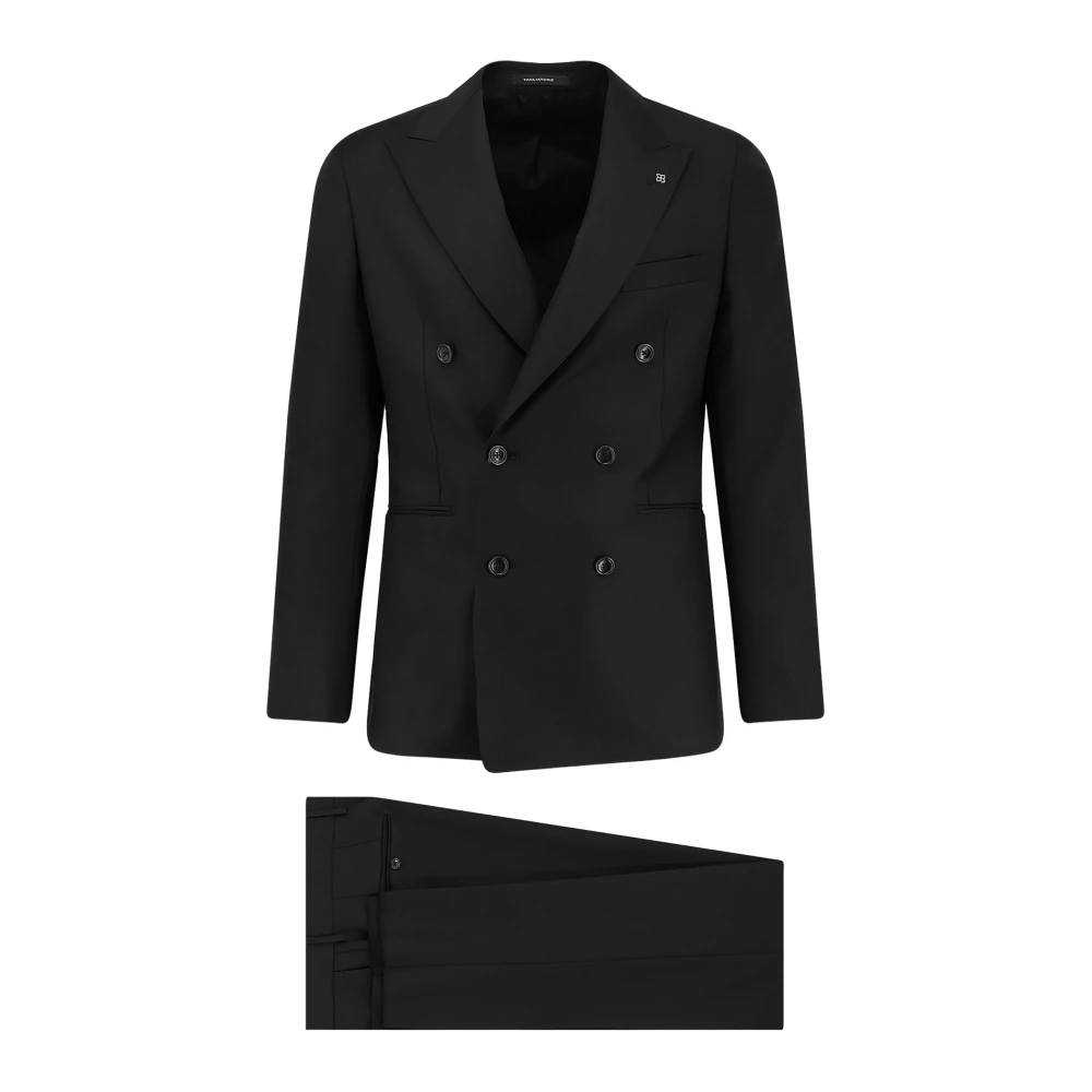 Tagliatore Men's Black Double Breasted Suits, Xl, Double-Breasted Suit