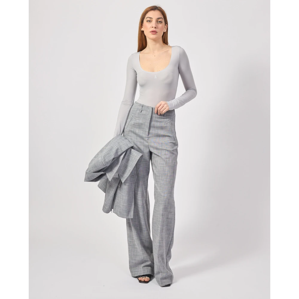 PATRIZIA PEPE Hoge taille crepe broek zachte pasvorm Gray Dames
